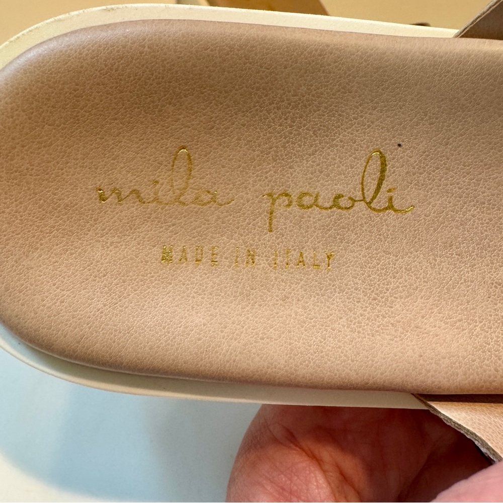 Mila Paoli Pinkish Tan Sandals Modern Minimalist Design - Picture 5 of 5